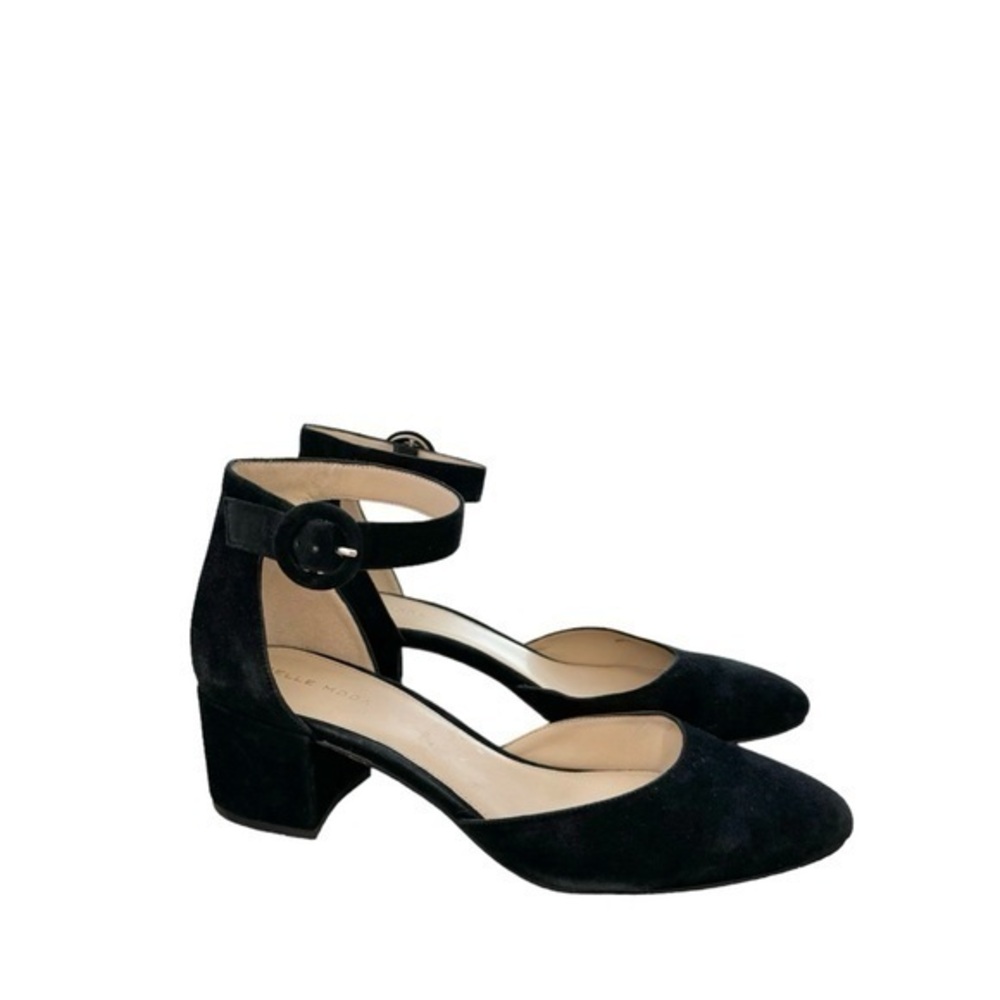 Pelle Moda Low Block‎ Heel Black Suede Heels